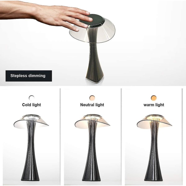 Table Lamp Rechargeable Led Touch Table Lamp - Dimmable Titanium Usb Bedside Lamp 3w Cordless