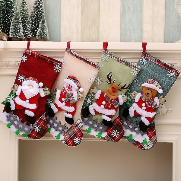 Christmas Stocking Gift Bag Santa Snowman 3d Plush Sock Hanging Holders For Xmas Tree Fireplace Door Holiday Party Decorations Ornament