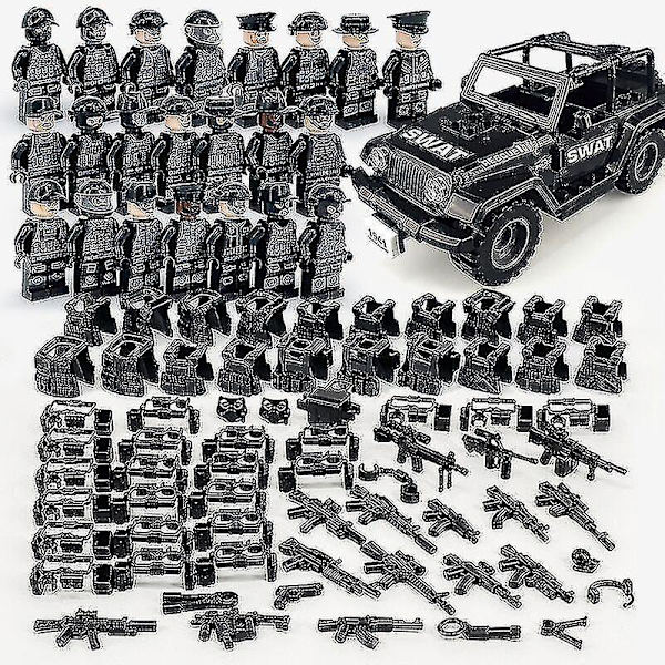 Building Block Series Black Special Police Off-road Vehicle Suit Small Particles Assembled Minifigure Toy