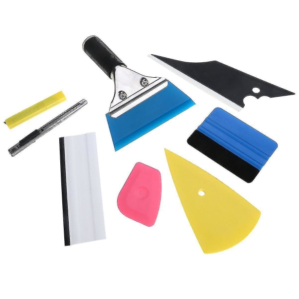 8pcs Vehicle Glass Protective Film Car Window Wrapping Tint Vinyl Installing Tool Squeegees Scrapers