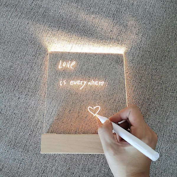 Led Acrylic Diy Message Night Light Desktop Luminous Memo Note Board white light