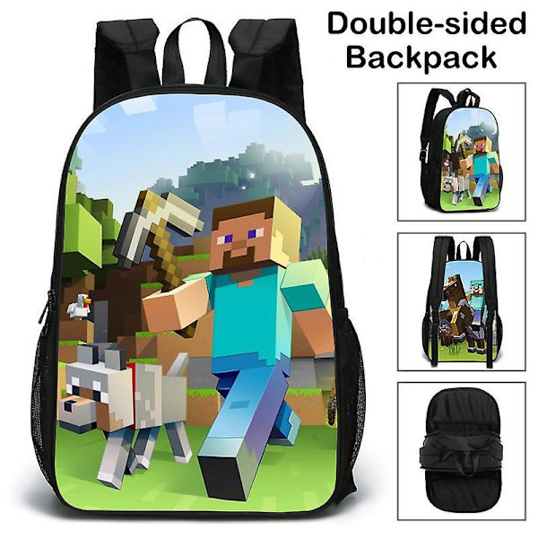 Minecraft Rygsæk Tosidet Skoletaske Studenter Skoletaske Studentergave Fødselsdagsgave Ny Rygsæk Pattern 2