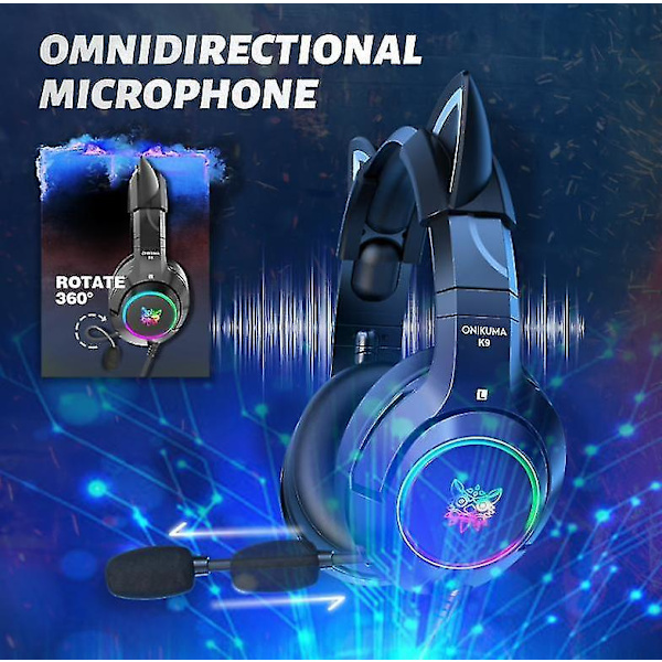 Gaming Headset With Gel Cat Ears Compatible With Xbox One, Ps4, Ps5, Pc