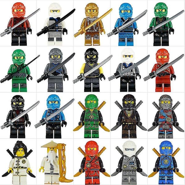 Random 20 Piece Ninja Mini Figures Kai Jay Teacher Wu Master Wu Building Block Toys