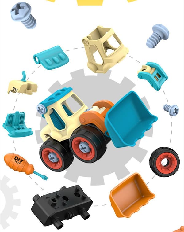 Nut Disassembly, Loading And Unloading, Construction Truck, Excavator, Bulldozer,educational Toy Car Model