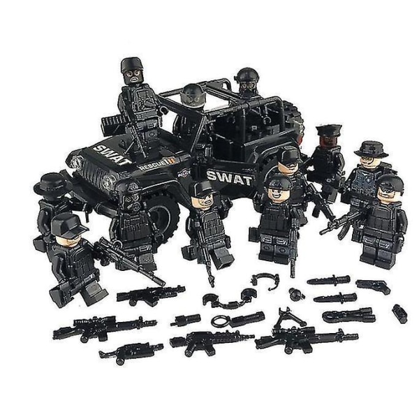 Military Special Forces Soldiers Bricks Figures Guns Weapons Compatible Armed Swat Building Blocks
