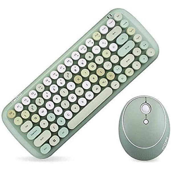 Mini Wireless Keyboard 2.4g Usb Keyboard And Mouse Set, Round Keycap, Multi-color Cute Girly Keyboard... (green)