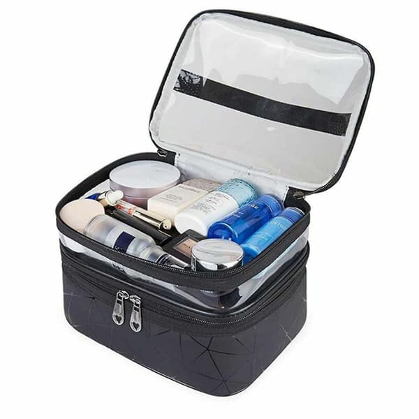 Large Cosmetic Case Makeup Bag Storage Box Handle Organizer Black