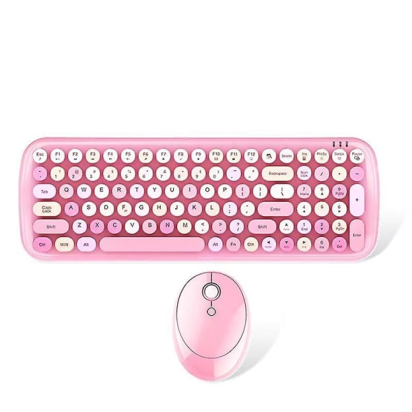 Wireless Keyboard And Mouse Combination, Sweet Mixed Color Cute Keyboard And Mouse Combination, (light Pink Mixed)