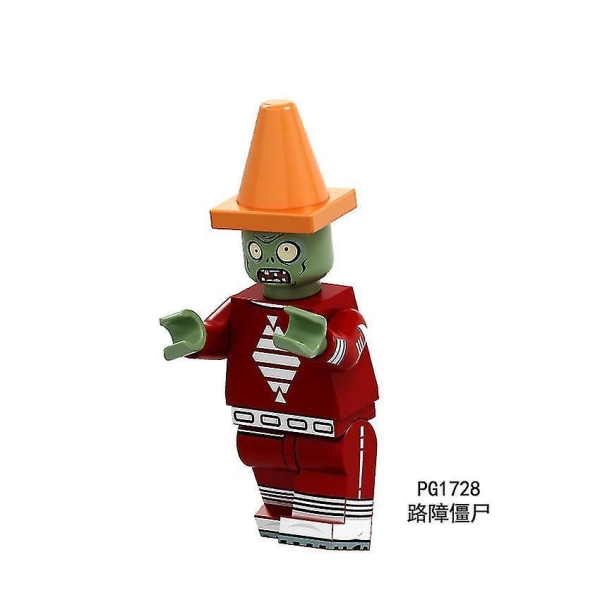 8pcs Plants Vs. Zombies Series Bucket Cowboy Barricade Zombie Assembled Building Block Minifigure Toy