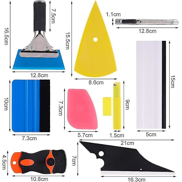 Window Tint Tools Kit, 9 Pcs Protective Film Car Vinyl Wrapping Tint Installing Tool Including Window Squeegee,scraper And Blades1set