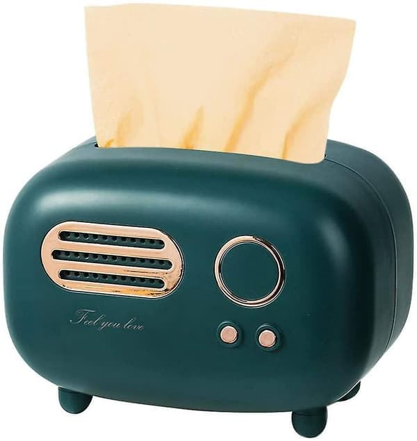 Rectangular Retro Tissue Box, Radio Model, Tissue Box, Practical And Trendy, For The Office, Kitchen, Living Room, Green