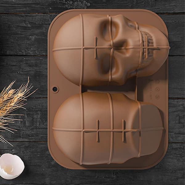Stor Realistisk Silikone Kraniekageform DIY Bageform til Halloween