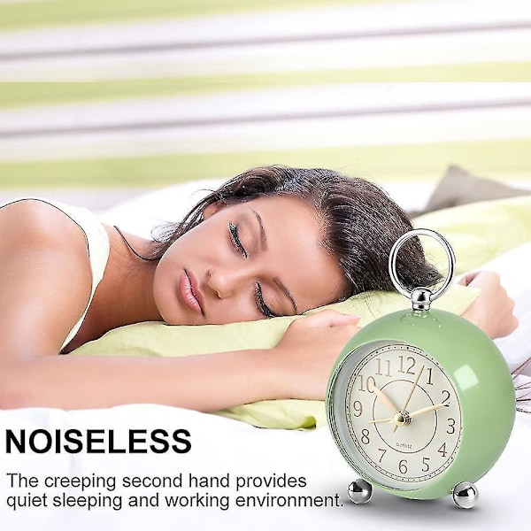 Silent Bedside Clocks Battery Operated Non Ticking Desk Clock Analogue Alarm Clock Bedroom Retro Alarm Clock-bebetter green