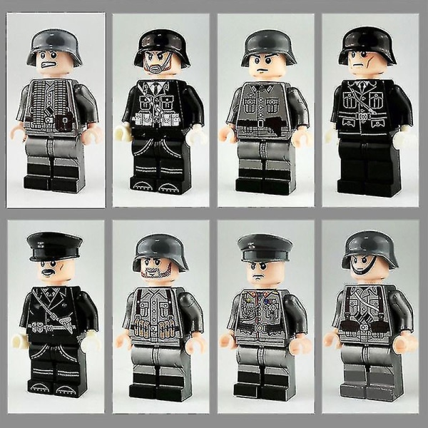 Fangnuo8pack Of Military Building Block Minifigures 2standing German Officers And Soldiers Building Blocks Toy