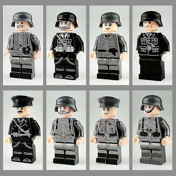 Fangnuo8pack Of Military Building Block Minifigures 2standing German Officers And Soldiers Building Blocks Toy