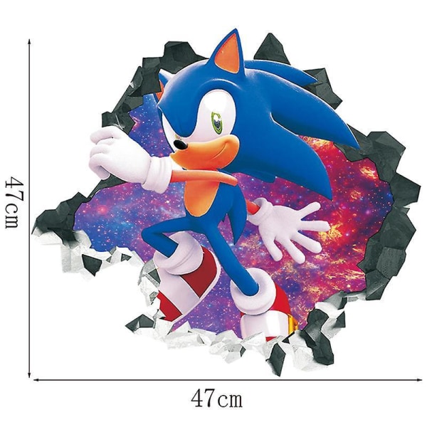 Sonic The Hedgehog Wall Sticker Kids Room Graffiti Decoration 3d Broken Wall Cartoon Game Sticker Removable Pvc-jex90050:47cm*47cm JEX90050 47cm*47cm