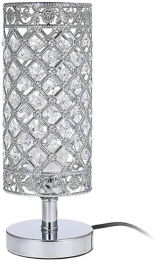 Crystal Bedside Table Lamp Sliver Bedroom Nightstand Light Modern E27 Lamp