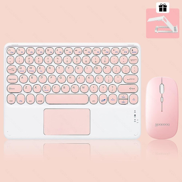 Ipad Keyboard And Mouse Combo, Wireless Bluetooth Keyboard Pink k A