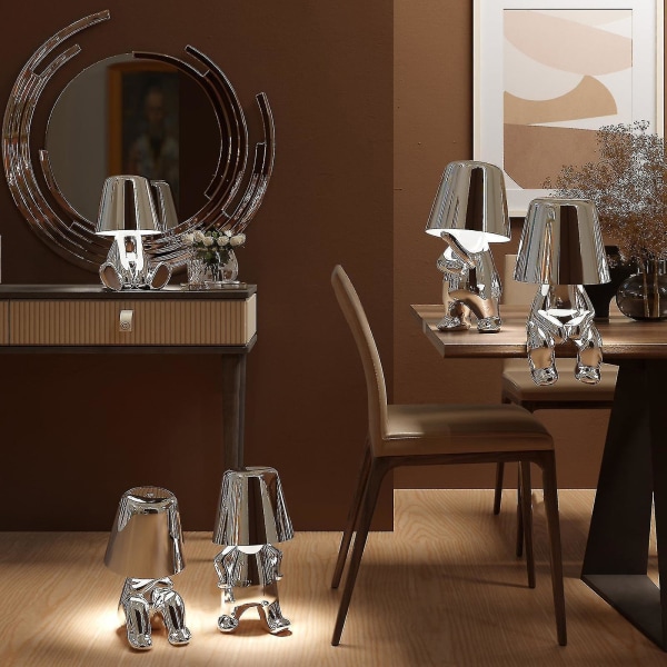 Little Golden Man Led Table Lamps Touch Control Dimmable Lamp Bar Night Light Silver Mr WHAT
