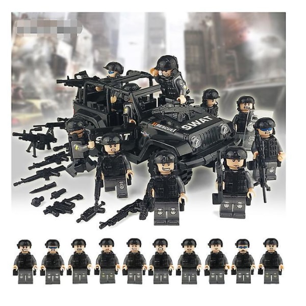 WW2 Military Special Forces Modern Soldier Police Car MOC SWAT City Military Weapons Figures Building