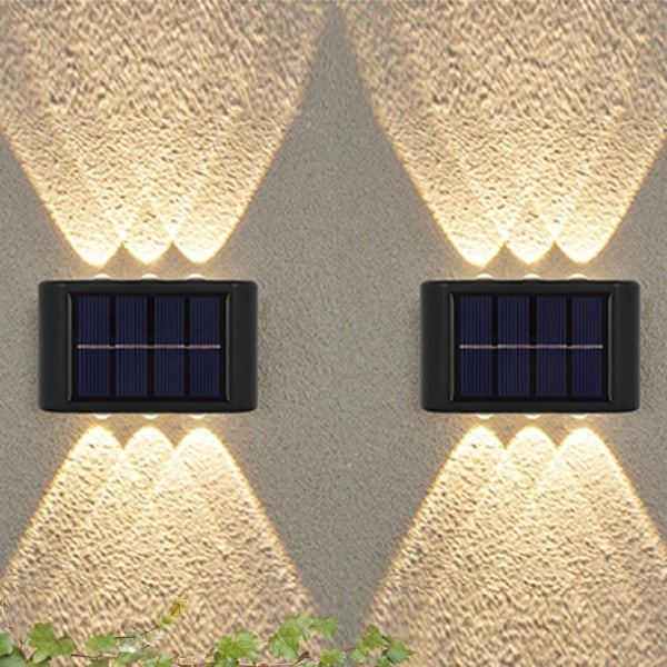 Yaju  Solar Wall Lights Outdoor, Led Waterproof Solar Fence Lights Up And Down Wall Lamps For Garden Decoration, Fence, Yard, Front Door, Pathway 2pcs