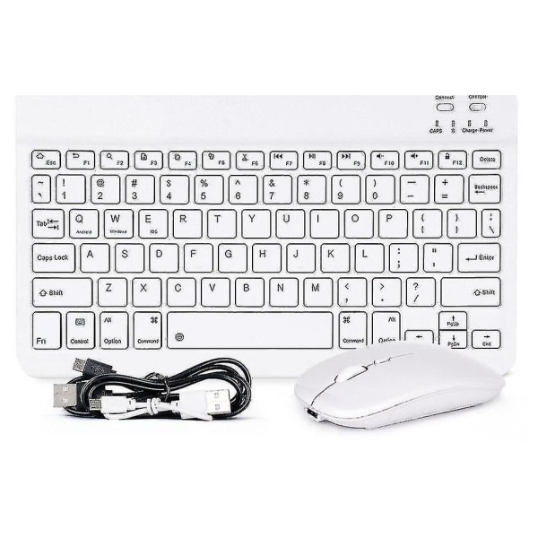 Mini Wireless  Tooth-compatible Keyboard And Mouse, Wireless Keyboard And Mouse Set For Home, Office White-mouse 10 inch