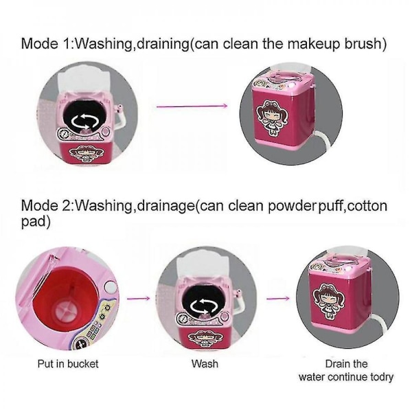 Mini Washing Machine Toy Makeup Brush Powder Puff Cleaning Machine pink girle