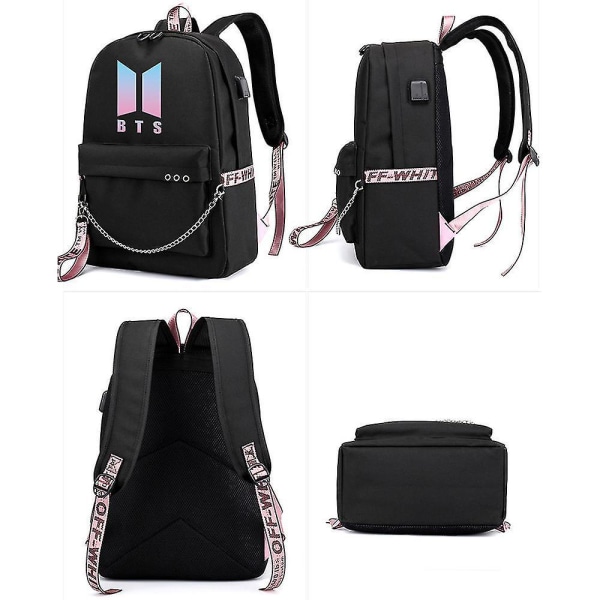 Bts Backpack Cute Usb Charging School Bag Color-5