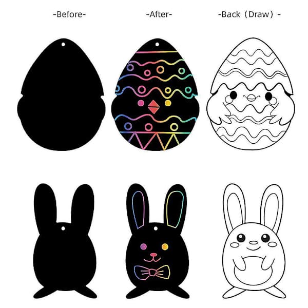 36 Pieces Easter Crafts Easter Design Rainbow Scratch Craft Art Diy Toy