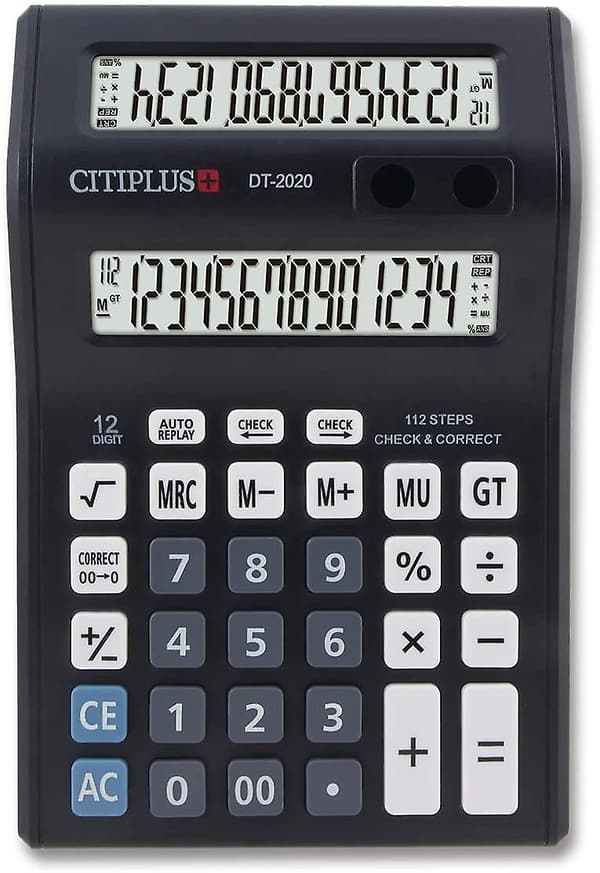 + Dual Display Calculator, Office Desktop Calculator, 12 Digit Large Display And Big Button