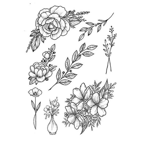 Fashion Tattoo Sticker Temporary Black Roses Design Full Flower Arm Big Fake Tattoo Sticker Body Art Decal Qinhai 12