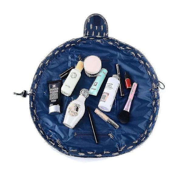 Large Capacity Lazy Makeup Toiletry Bag Drawstring Portable Travel Casual Waterproof Quick Pack Magic Makeup Storage Bag For Women Girls blue