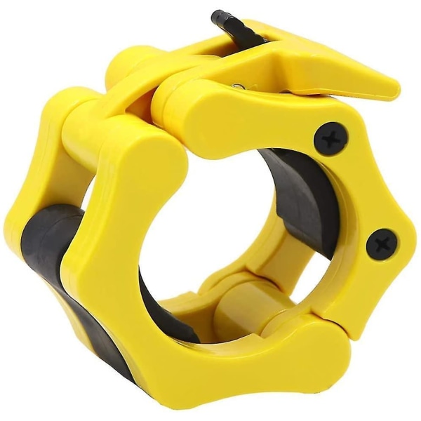 Weight Bar Collars, Locking 2 Inch Barbell Clamps Yellow