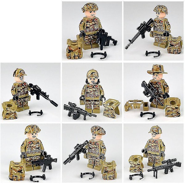 8pcs Military Building Blocks Aberdeen Villain Wild Clan Small Particles Assembled Doll Toy