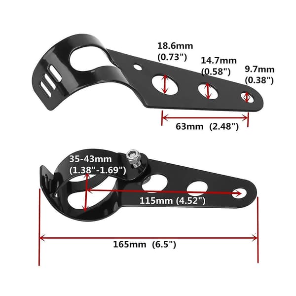 Motorcycle Headlight Bracket, 35mm-43mm Headlight Mounting Brackets For Chopper Cafe Racer-black