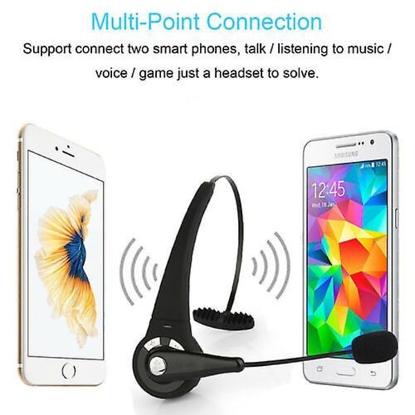 Wireless Headset Truck Driver Noise Cancelling Over-head Bluetooth Headphones With Charging Base Black