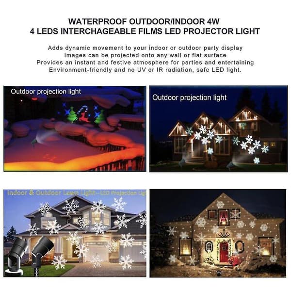 Waterproof Outdoor/indoor 4w 4 Leds Interchageable Films Led Projector Light