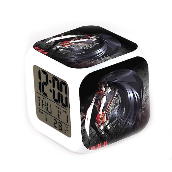 akame Ga Kill Digital Led Color Changing Thermometer Glowing Cube Alarm Clock