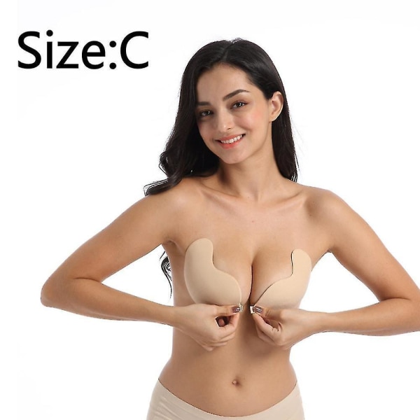 2 Pack Self Adhesive Invisible Bra Push Up Backless Bras Mango Cup Black C