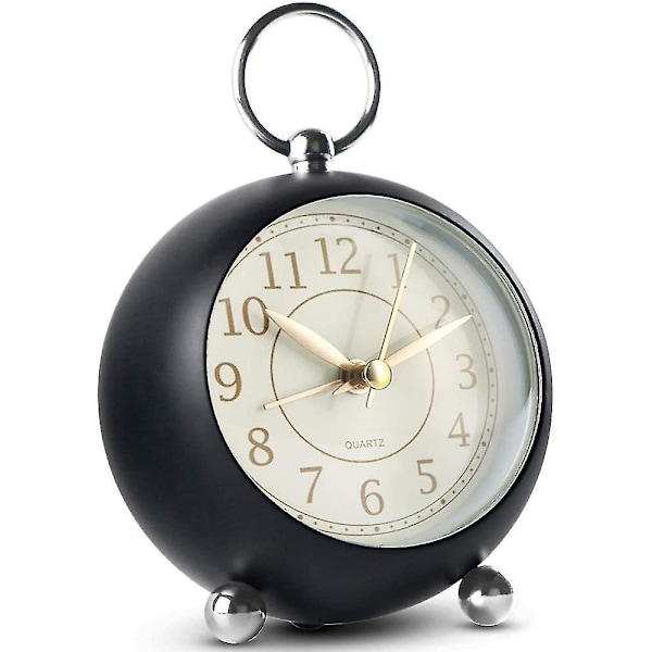 Silent Bedside Clocks Battery Operated Non Ticking Desk Clock Analogue Alarm Clock Bedroom Retro Alarm Clock-bebetter black