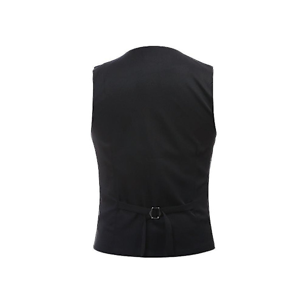 Miesten V-aukkoinen Pukuliivi Puuvillaa Slim Fit Neljän vuodenajan liivi Black XS