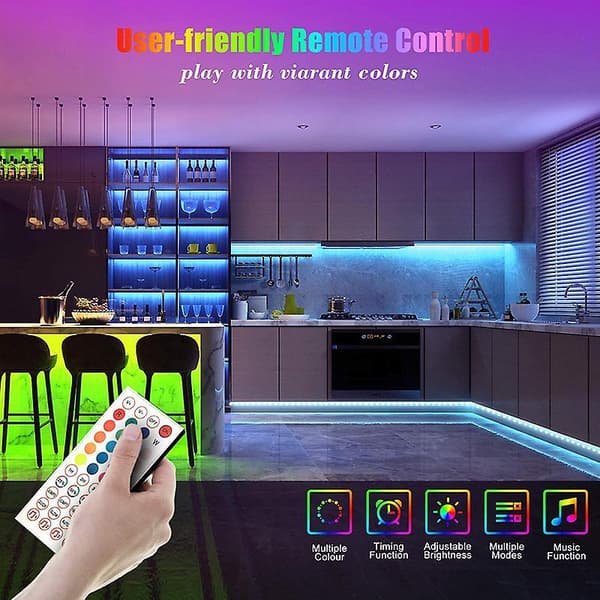 65.6 Ft Led Strip, Rgb Color-changing Led Light With 44-key Remote Control