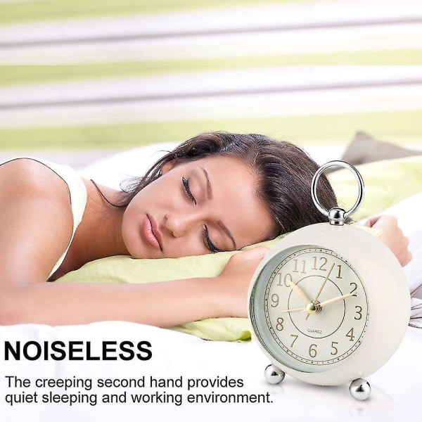 Silent Bedside Clocks Battery Operated Non Ticking Desk Clock Analogue Alarm Clock Bedroom Retro Alarm Clock-bebetter cream