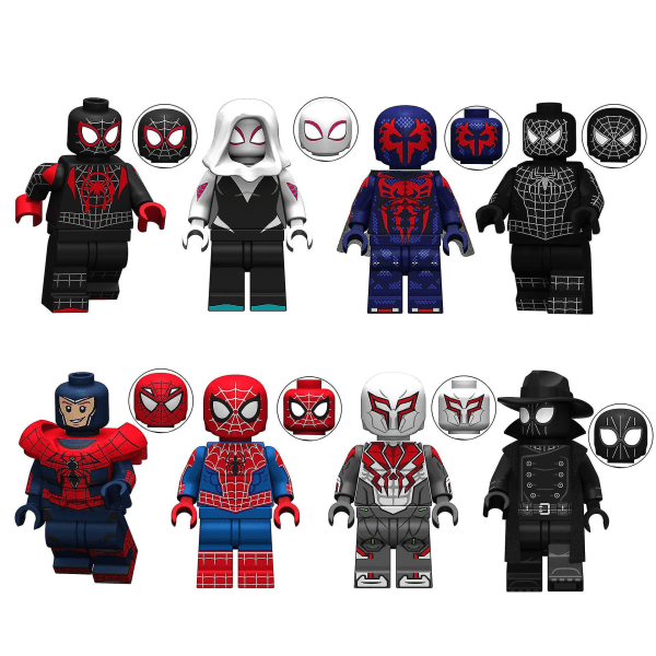 8pcs Spiderman Parallel Universe Movie Series Assembled Building Block Miniature Toy