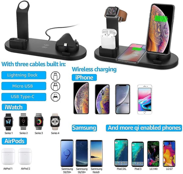 Wireless Charger Fast Charging Station 3 In 1 Charging Dock