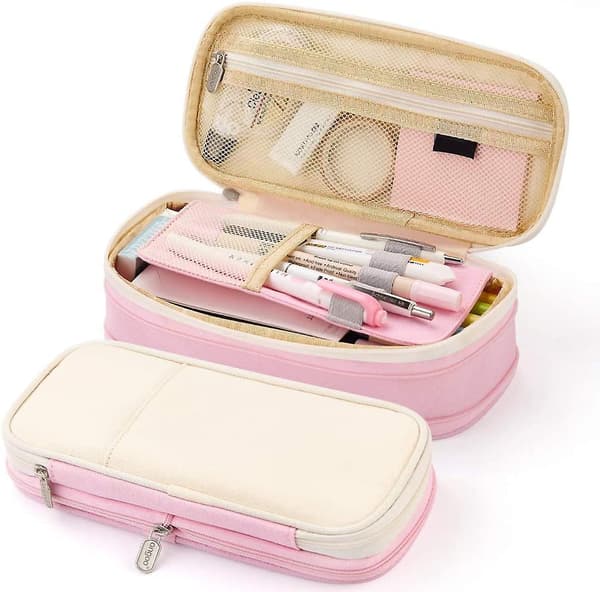 Gemdeck Big Capacity Pencil Pen Case Office College School Pink