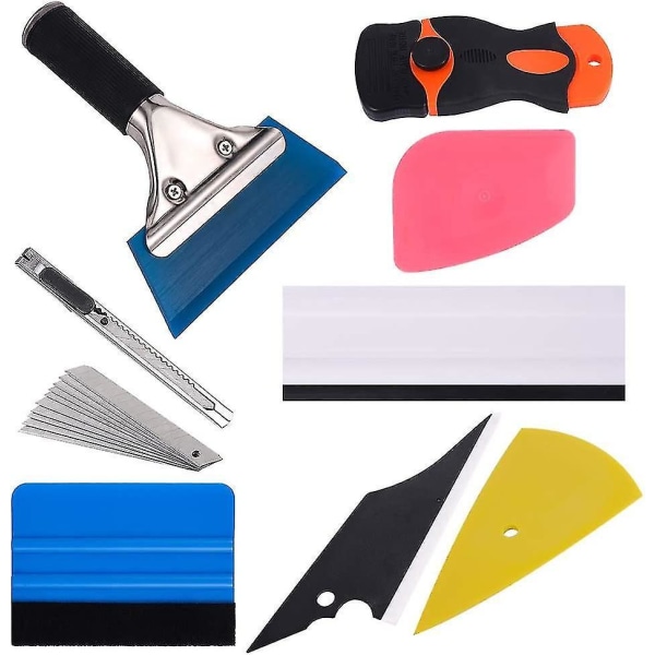 Window Tint Tools Kit, 9 Pcs Protective Film Car Vinyl Wrapping Tint Installing Tool Including Window Squeegee,scraper And Blades1set