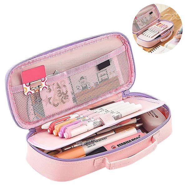 Cute Pencil Case Capacity Portable Multifunction Pen Bag pink