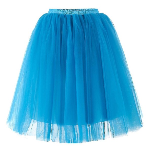 Skirt Womens High Quality Pleated Gauze Knee Length Adult Tutu Dancing Sky Blue